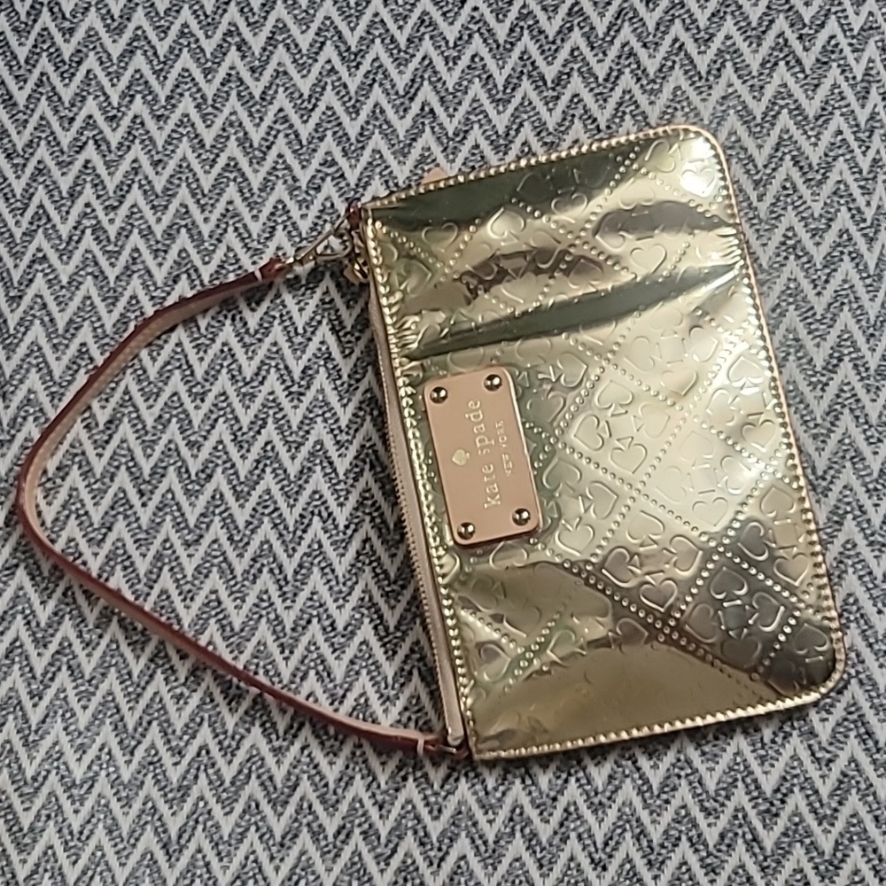 Kate Spade Patent Leather Gold Wristlet